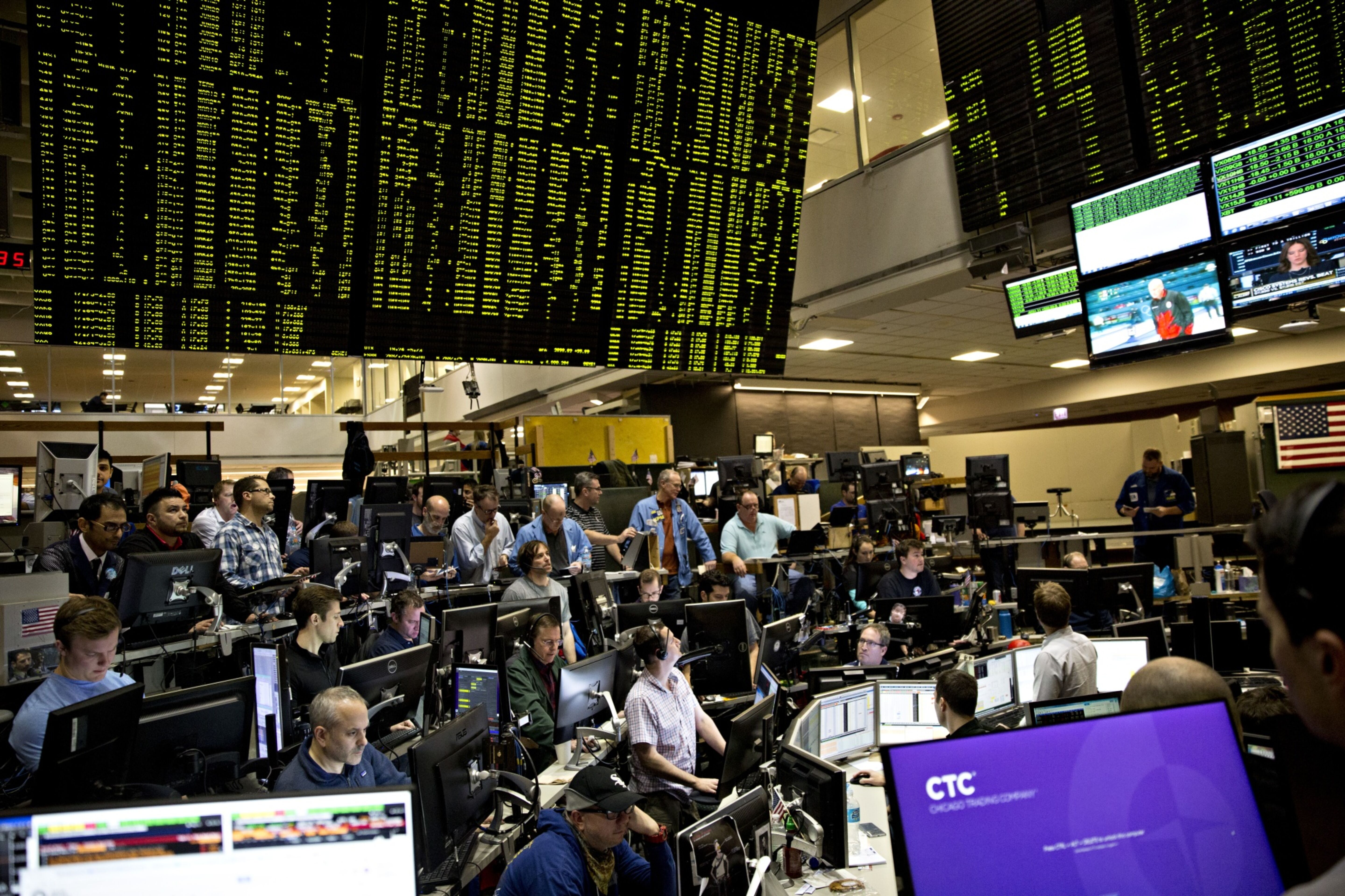 Traders in the Cboe Volatility Index (VIX) pit on the floor of the Cboe Global Markets, Inc. exchange in Chicago on Feb. 14, 2018. Photographer Daniel Acker Bloomberg