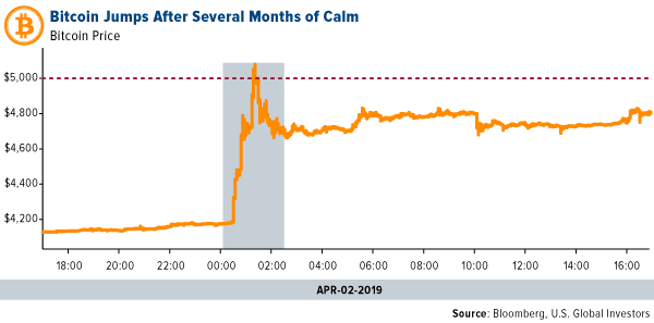 Bitcoin jumps after several months of calm