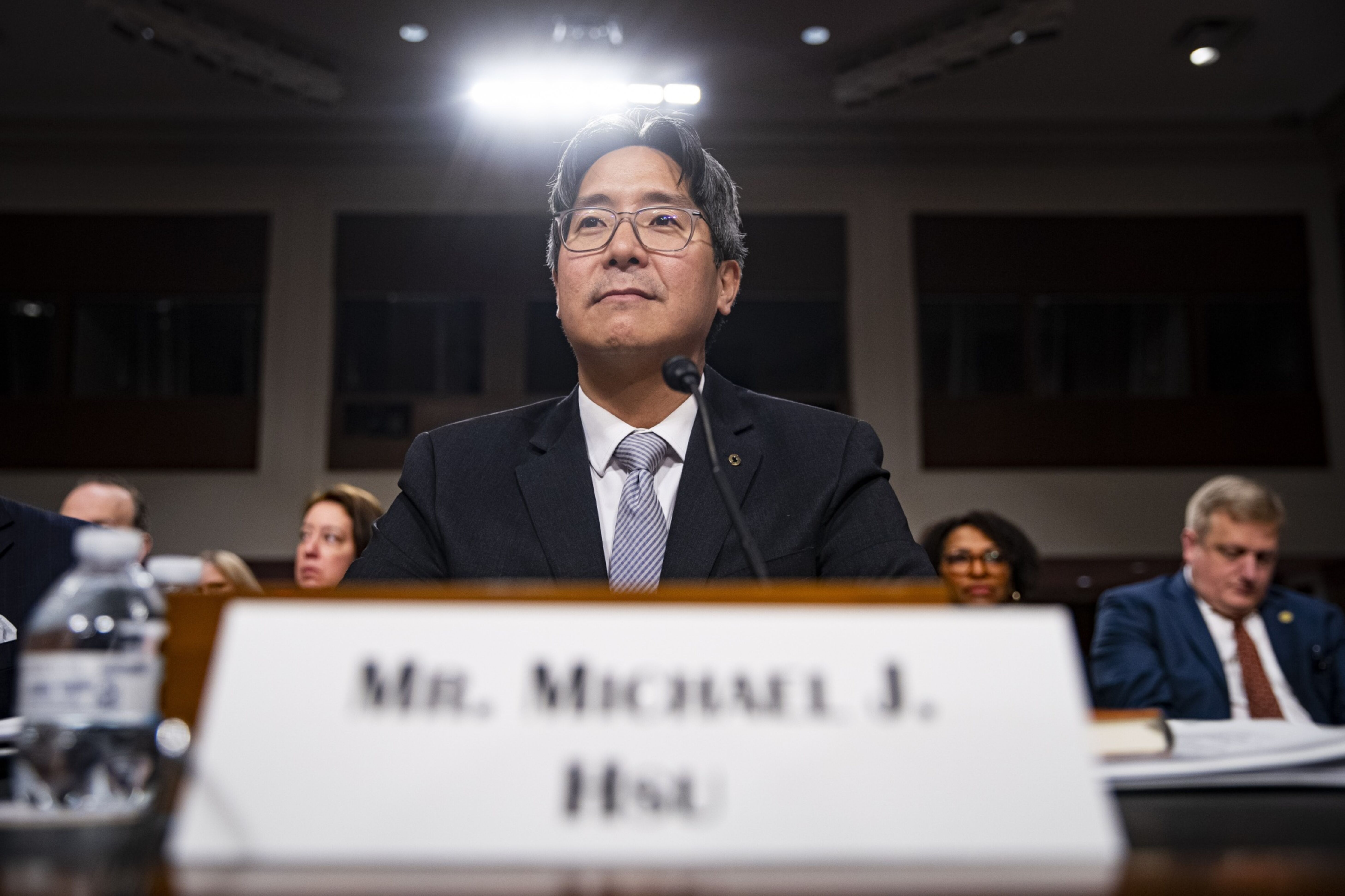 Michael Hsu during a Senate hearing in Washington on May 18, 2023.