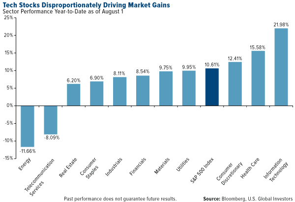 tech stocks disproportionately driving market gains