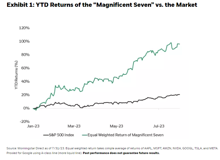 YTD Returns of the &ldquo;Magnificent Seven&rdquo; vs. the Market