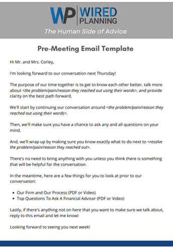pre meetint email