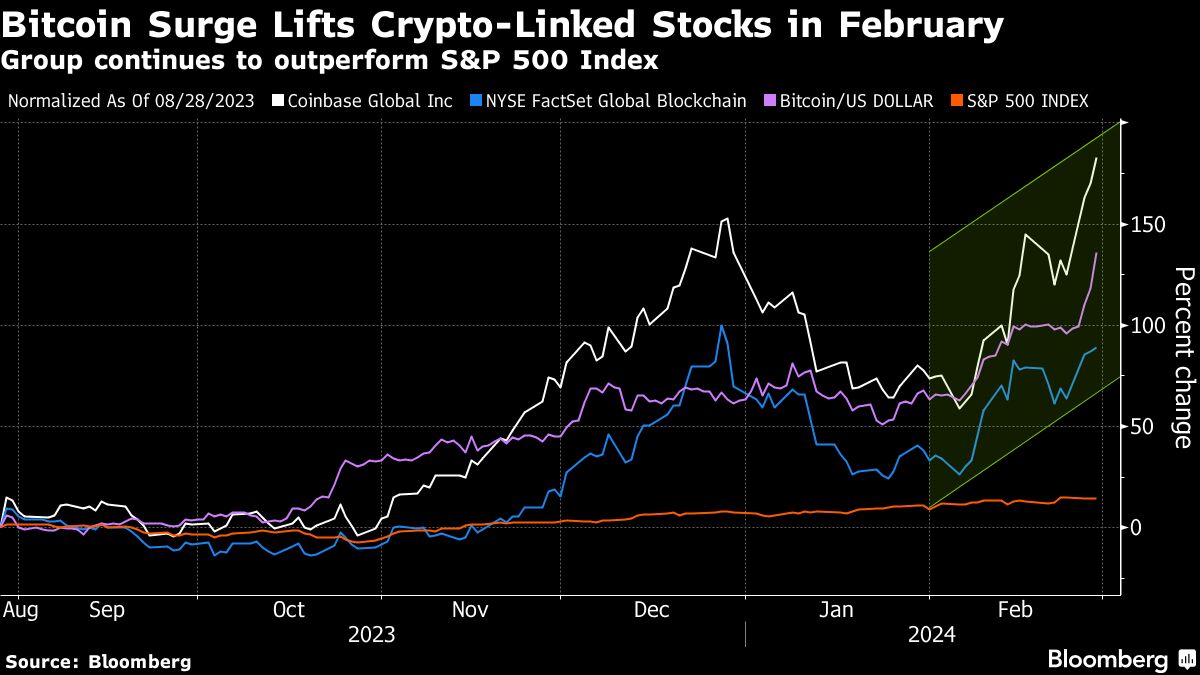 Bitcoin Surge Lifts Crypto Linked Stocks in Februrary